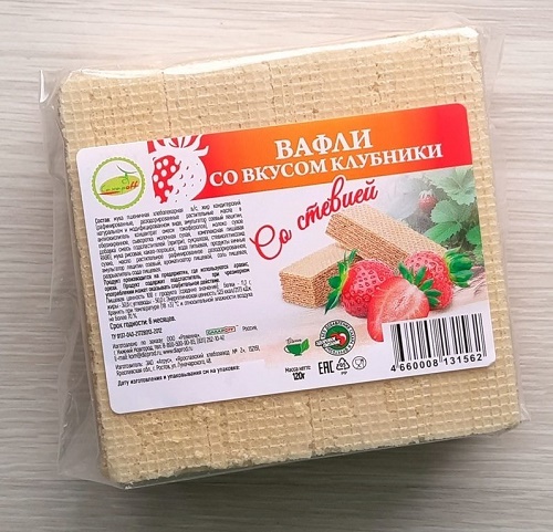 СахарOFF Вафли Клубника со стевией 120 г