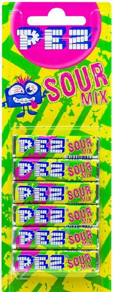 PEZ конфеты в блистере Кислый микс 6шт