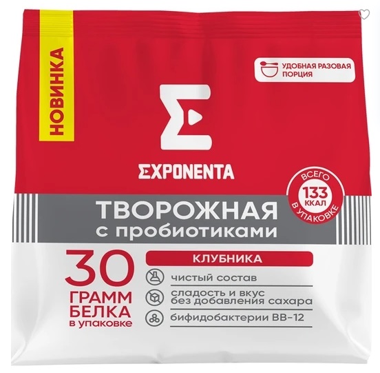 Продукт творожный Клубника Exponenta 190г