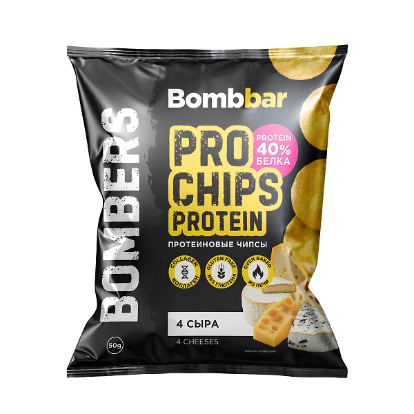 Bombbar Чипсы цельнозерновые с протеином Четыре Сыра 50г