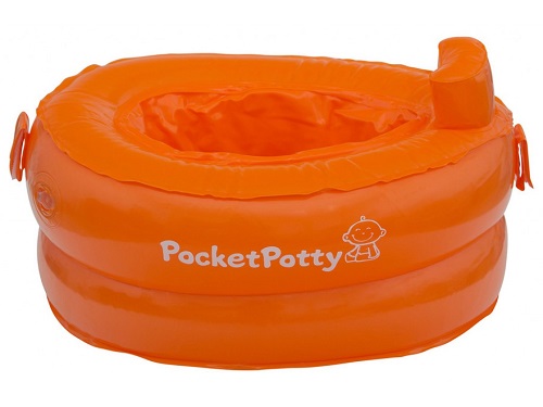 Горшок ROXY KIDS Handy Potty Надувной дорожный горшок 2в1 15м+ оранжевый (сменные пакеты)
