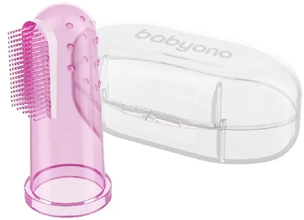Первая зубная щетка в футляре розовая BABYONO арт.723/03