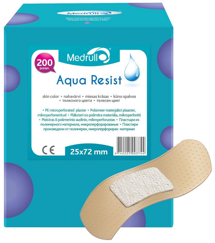 Лейкопластырь Бактерицидный MEDRULL 200 уп/шт 25*72мм Aqua Resist (Упаковка)
