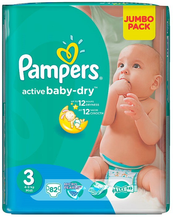 Подгузники для детей PAMPERS Active baby-dry №3 ( 6-10 кг ) 82 шт