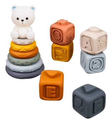 Набор игровой Пирамидка кубики Медвежонок 6м+ 13шт KONIG KIDS