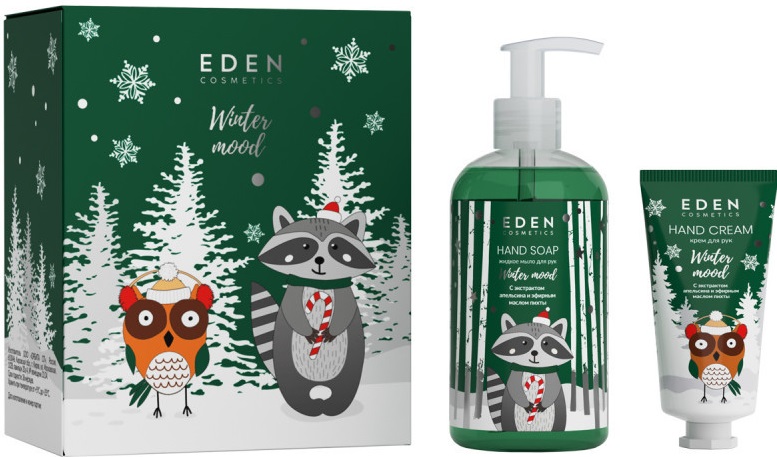 EDEN Winter mood подарочный набор №2 Green (крем для рук + жидкое мыло 245мл) 