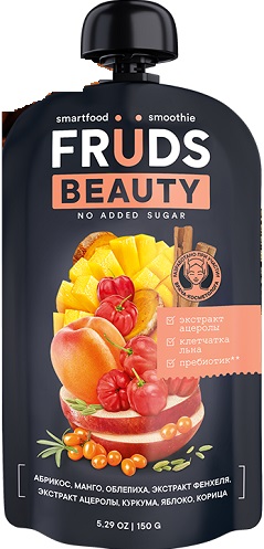 Fruds Beauty 150г Пюре ябл.абр.манго облеп. с льняной клетч. куркумы пауч