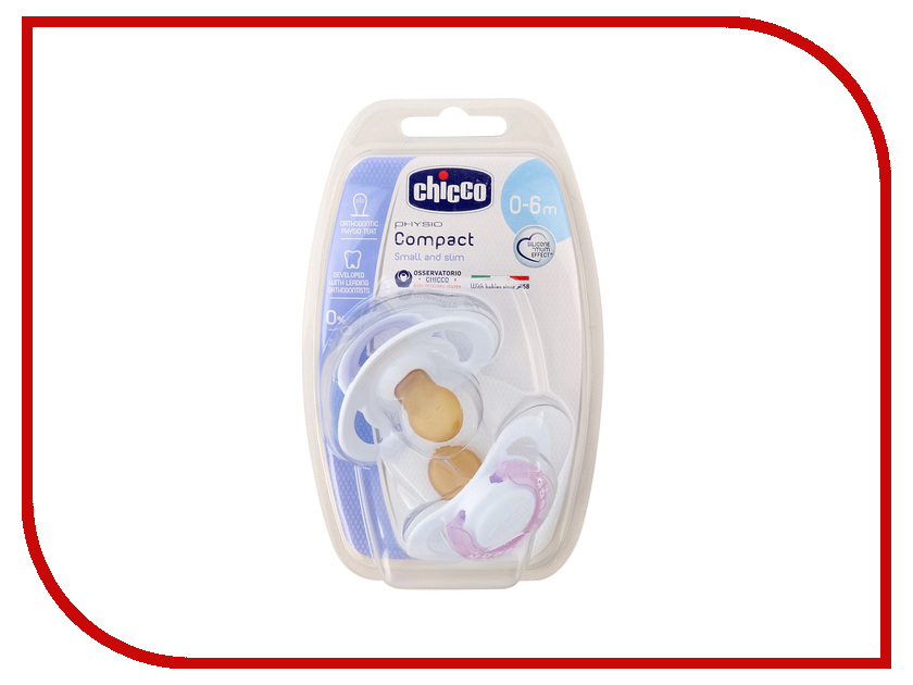 CHICCO PHYSIO COMPACT Пустышка латексная розовая +0-6  мес