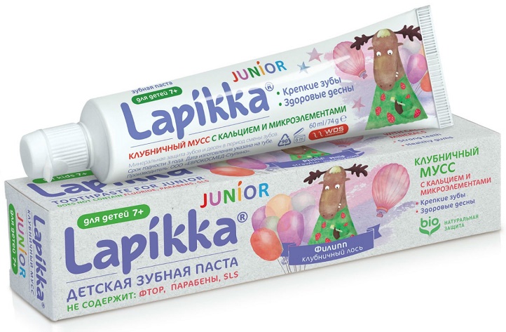 Зубная паста LAPIKKA Junior Клубничный Мусс с Кальцием и Микроэлементами 7+ #