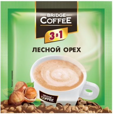 Bridge Кофе Напиток кофейный 3в1 Лесной орех 20г  &