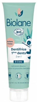 BIOLANE Органическая зубная паста для первых зубов 0+ с ароматом Клубники 50 мл