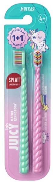 Зубная щетка 2шт SPLAT Juicy Lab Unimagic Единорог жемчужная Детская