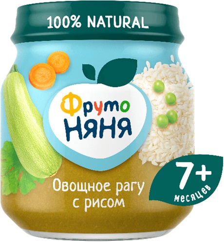 ФрутоНяня Пюре Овощное рагу с рисом 110г стекло с 7мес.