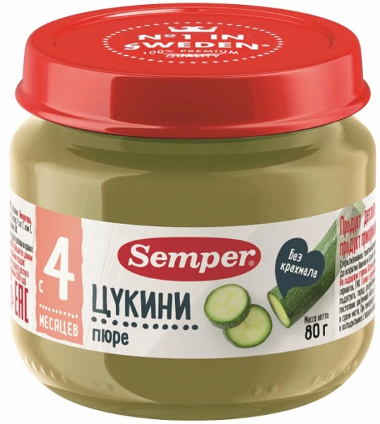 Semper Пюре Цукини 80 г с 4 мес банка стекло