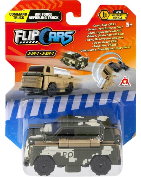 Машинка-трансформер Flip Cars 2в1 Командный грузовик и Грузовик заправщик