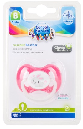 Соска-Пустышка Силиконовая CANPOL BABIES 6-18м симетричная ( 1 шт ) арт.22/269 Bunny company pink