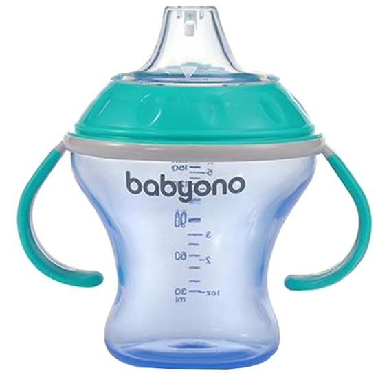 Поильник 3м+ BABYONO 180мл непроливайка с мягким носиком и ручками арт.1456/01