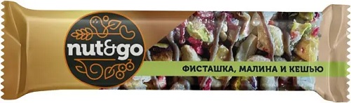 Nut&Go Батончик Фисташка,кешью,малина глазир 28г