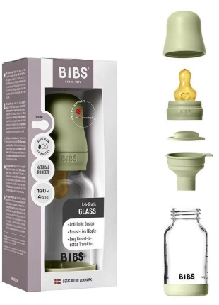 Бутылочка стеклянная для кормления Bibs Baby Sage 120мл латексная соска арт.5019250