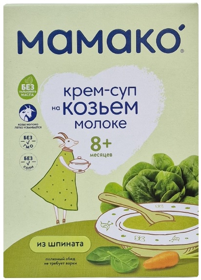 Мамако Крем-суп из Шпината 150г на козьем молоке с 8 мес.