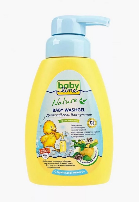 BABY LINE Детский гель для купания с целебными травами 0М+ 250мл