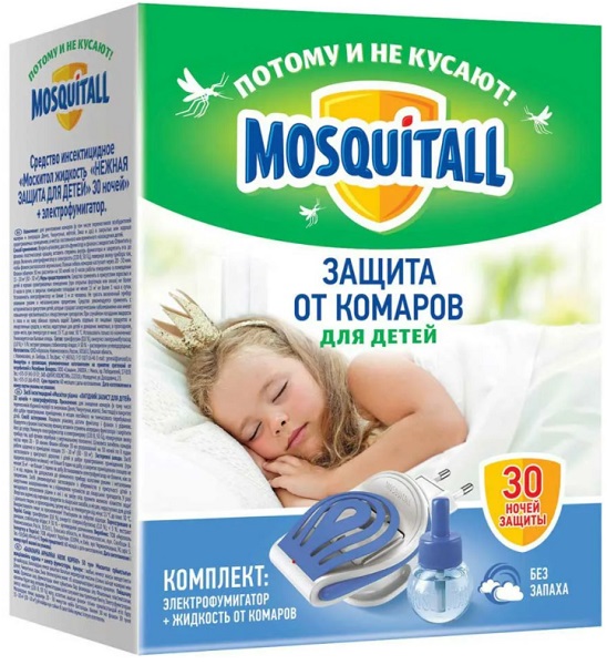 Электрофумигатор + жидкость нежный для детей MOSQUITALL 30 ночей