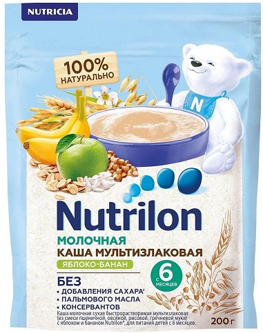 Nutrilon Каша молочная Мультизлаковая яблоко-банан 200г c 6мес.Нутрилон