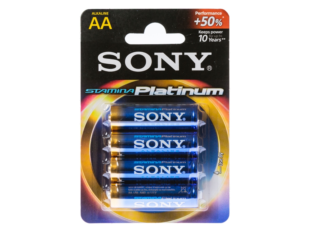 Батарейка SONY АА (4шт) (LR6) 1.5V Stamina Platinum AM3PT-B4D