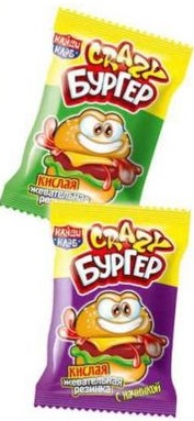 Жевательная резинка кислая Crazy Бургер 4г