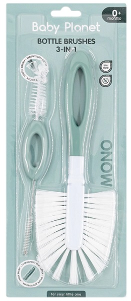 Набор щёток Ершики для мытья 3в1 Mono Olive 0+ BABY PLANET арт.8490/01