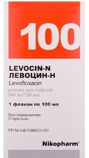 Левоцин Н раствор 500 мг 100 мл №1 ( левофлоксацин )