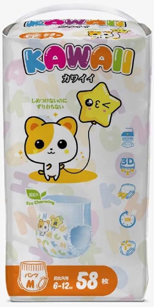 Подгузники трусики для новорожденного Kawaii р-р M-58 (6-12кг)