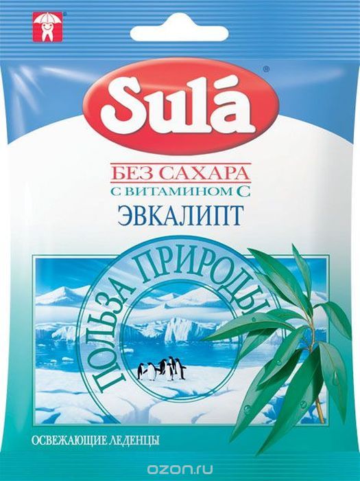 Sula Леденцы  Эвкалипт без сахара с витамином С 60г