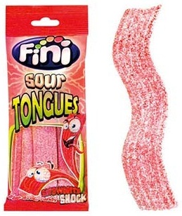 FINI Мармелад мини Пластинки Клубника 100 гр Sour Tongues Strawberry