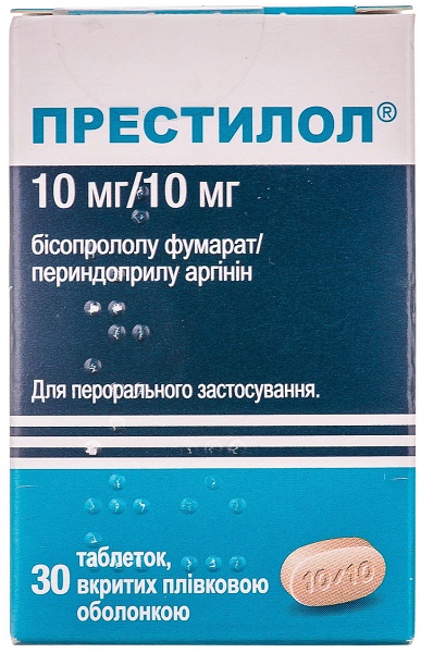 Престилол табл. 10 мг/10 мг №30 ( бисопролол / периндоприл )