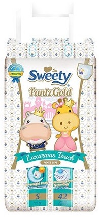 Трусики-подгузники для детей SWEETY S42 ( до 6 кг ) 42 шт PANTS GOLD