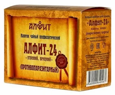 Алфит-24 Противопаразитарный 120г (60 брикетов по 2,0) Напиток утренний,вечерний