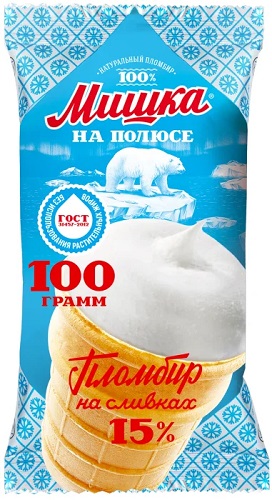Мишка на полюсе Мороженое ваф.стак. Пломбир ванильный 100г