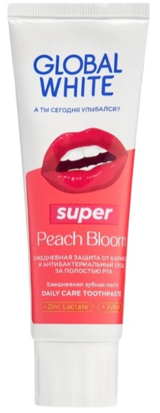 Зубная паста GLOBAL WHITE Super Peach bloom со вкусом Персика-матча 100мл