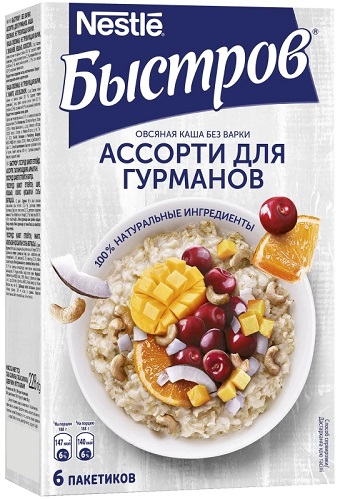 Быстров Каша Овсяная Ассорти для Гурманов 228г 6пак (Упаковка)