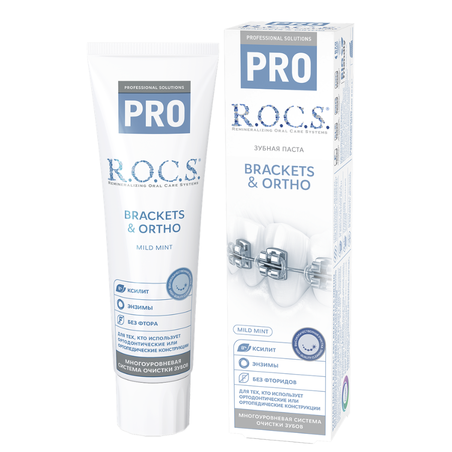 Зубная паста ROCS PRO Brackets and Ortho 74г для брекетов РОКС