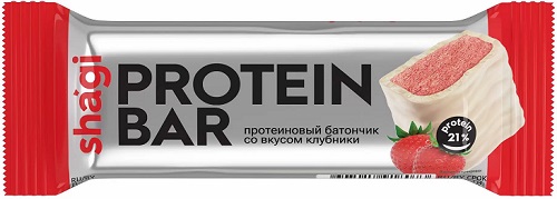 Shagi Протеиновый батончик 21% 40г Клубника