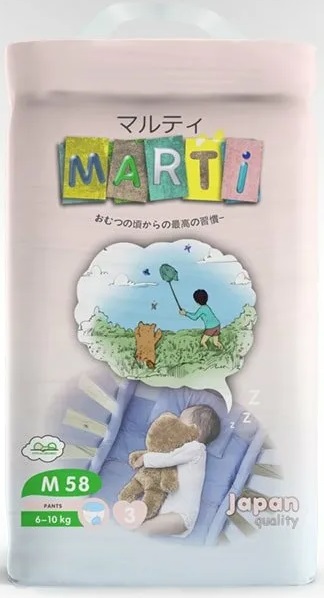 Подгузники трусики для детей MARTI M58 ( 6-10кг ) 58шт