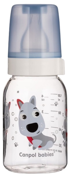 Бутылочка пластиковая CANPOL BABIES с уз/г 120 мл 0м Cute Animals арт.11/851