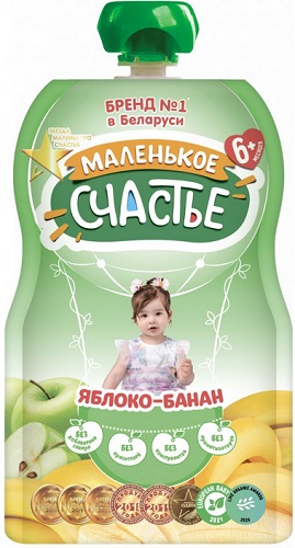 Маленькое счастье Пюре Яблоко Банан 90г гуалапак