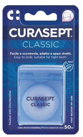 Зубная нить CURASEPT Classico Non Cerato Alla clorex 50 м