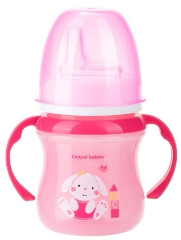 Поильник 6м+ CANPOL BABIES 120 мл с ручками арт.35/207 Розовый