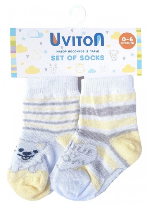Носки детские UVITON 0-6 мес ( 2 пары ) Собачка арт.0187