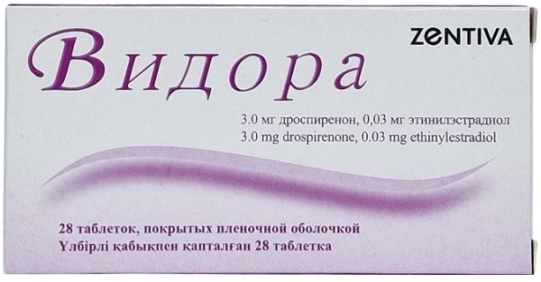 Видора табл. №28 ( дроспиренон 3 мг, этинилэстрадиол 0,03 мг )