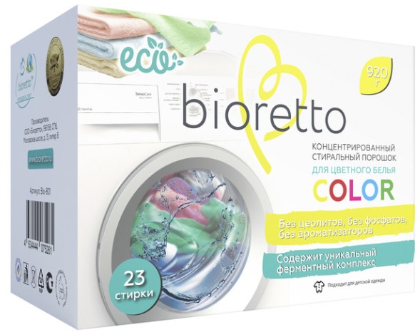BIORETTO Экологичный концентрированный стиральный порошок для цветного белья 920 гр